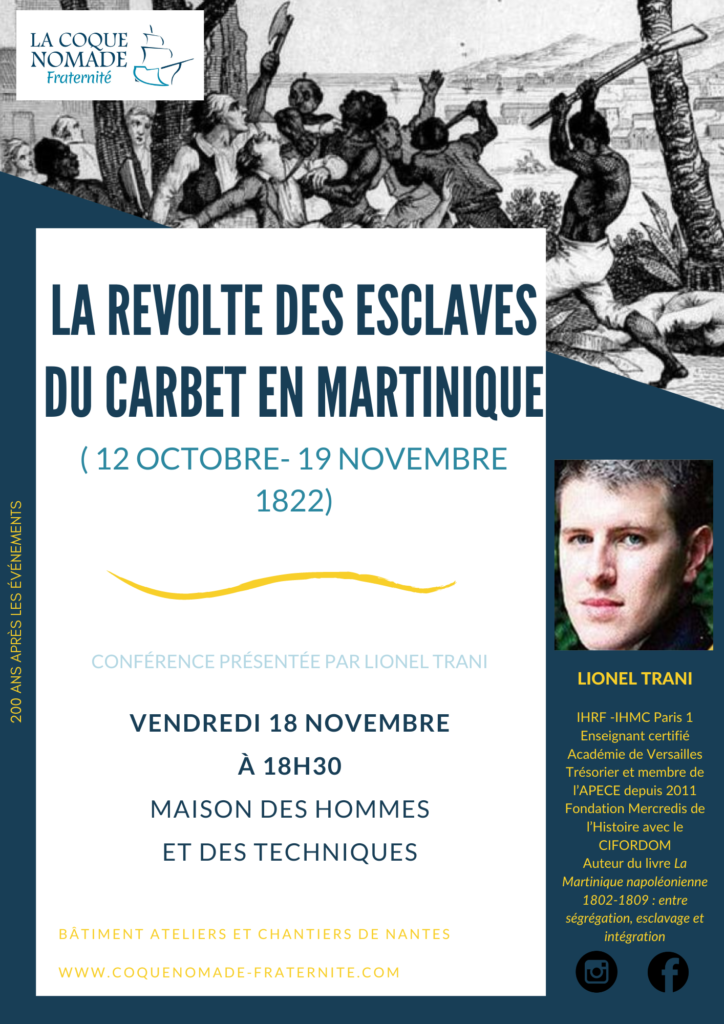Conférence sur la Révolte des esclaves du Carbet le 18 novembre à Nantes